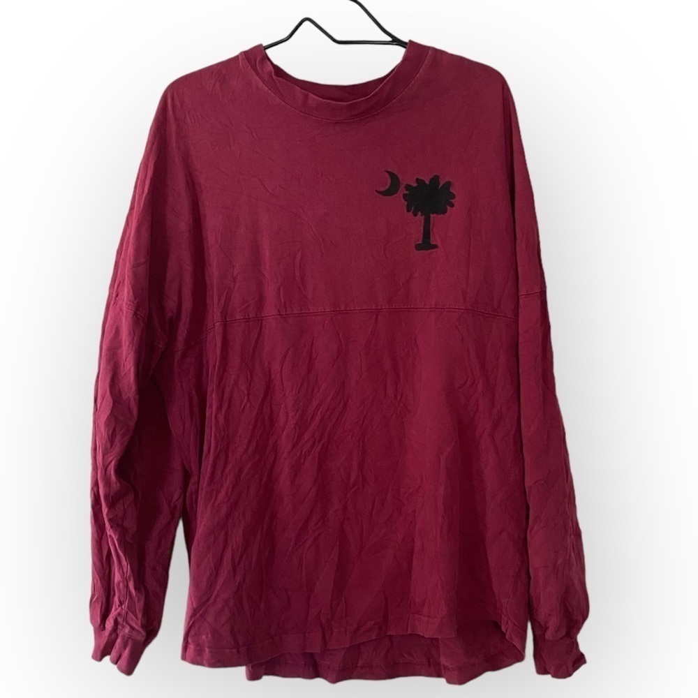 Vintage Spirit Jersey Burgundy Red CAROLINA Graphic T Shirt Size Large